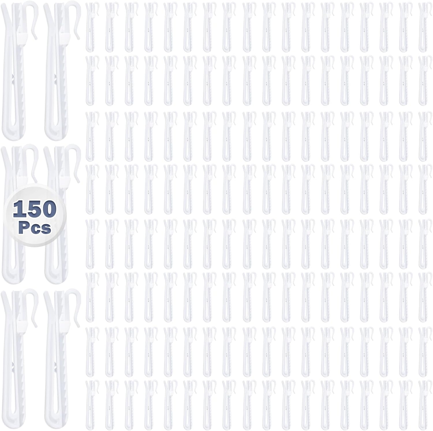 150 Pcs Plastic Curtain Hooks,Adjustable Pinch Pleat Hooks,Curtain Hooks for Drapes,Drapery Hooks for Pleated Drapes Curtain Pins for Window Curtain Shower Curtain Door Curtain （85mm/3.35 Inch）