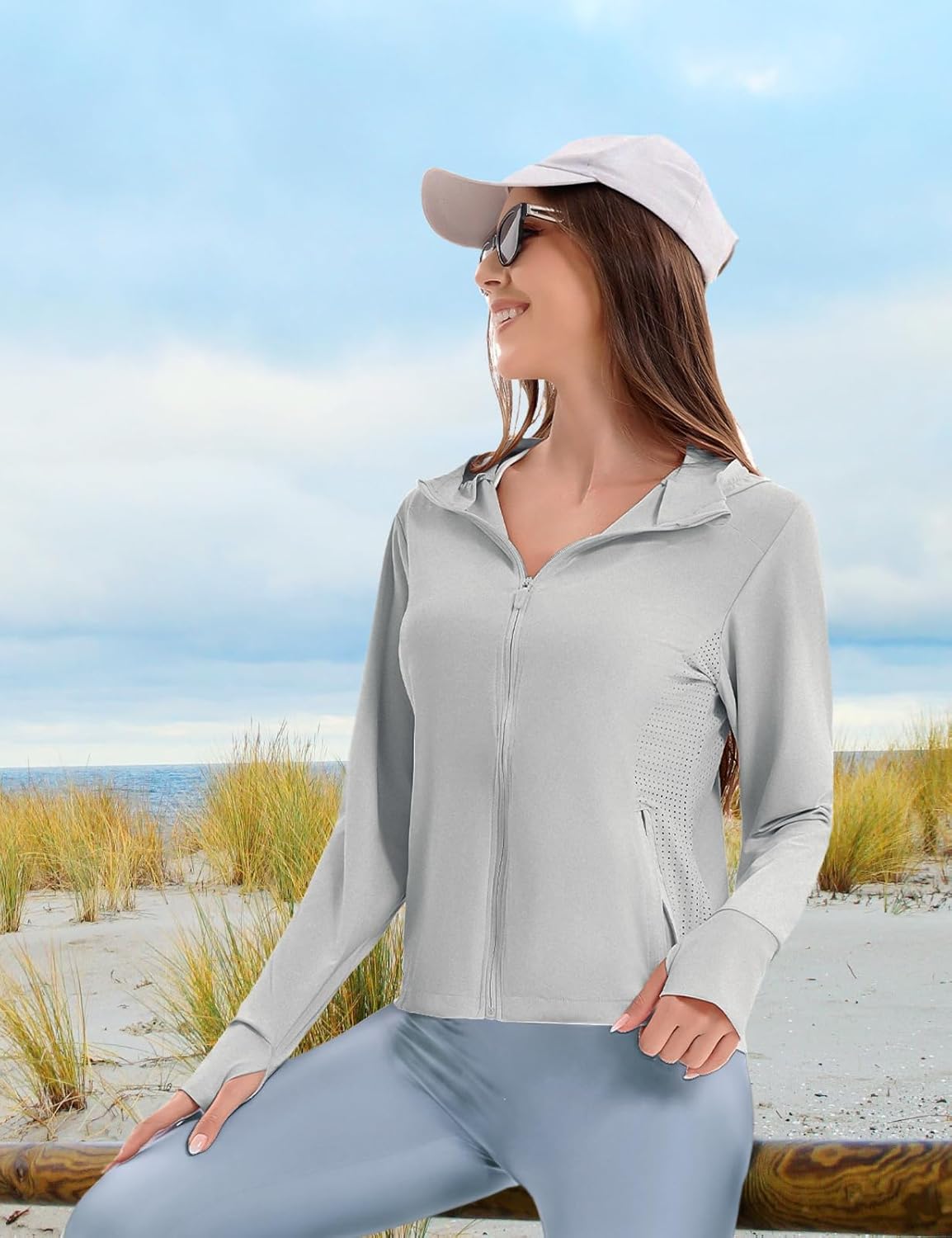 Women's UPF 50+ UV Sun Protection Hoodie Breathable Cool Jackets Athletic Long Sleeve Shirts For Outdoor Hiking - Image 6