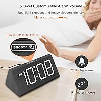 Vista 6 de DreamSky Wooden Digital Alarm Clocks for Bedrooms - Electric Desk Clock with Large Numbers, USB Port, Loud Alarm for Heavy Sleepers, Adjustable