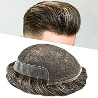 Vista 28 de Toupee - Sistema de cabello humano real para hombres, tupé de encaje suizo para hombres, nudos blanqueados, piezas de pelo para hombres, protesis