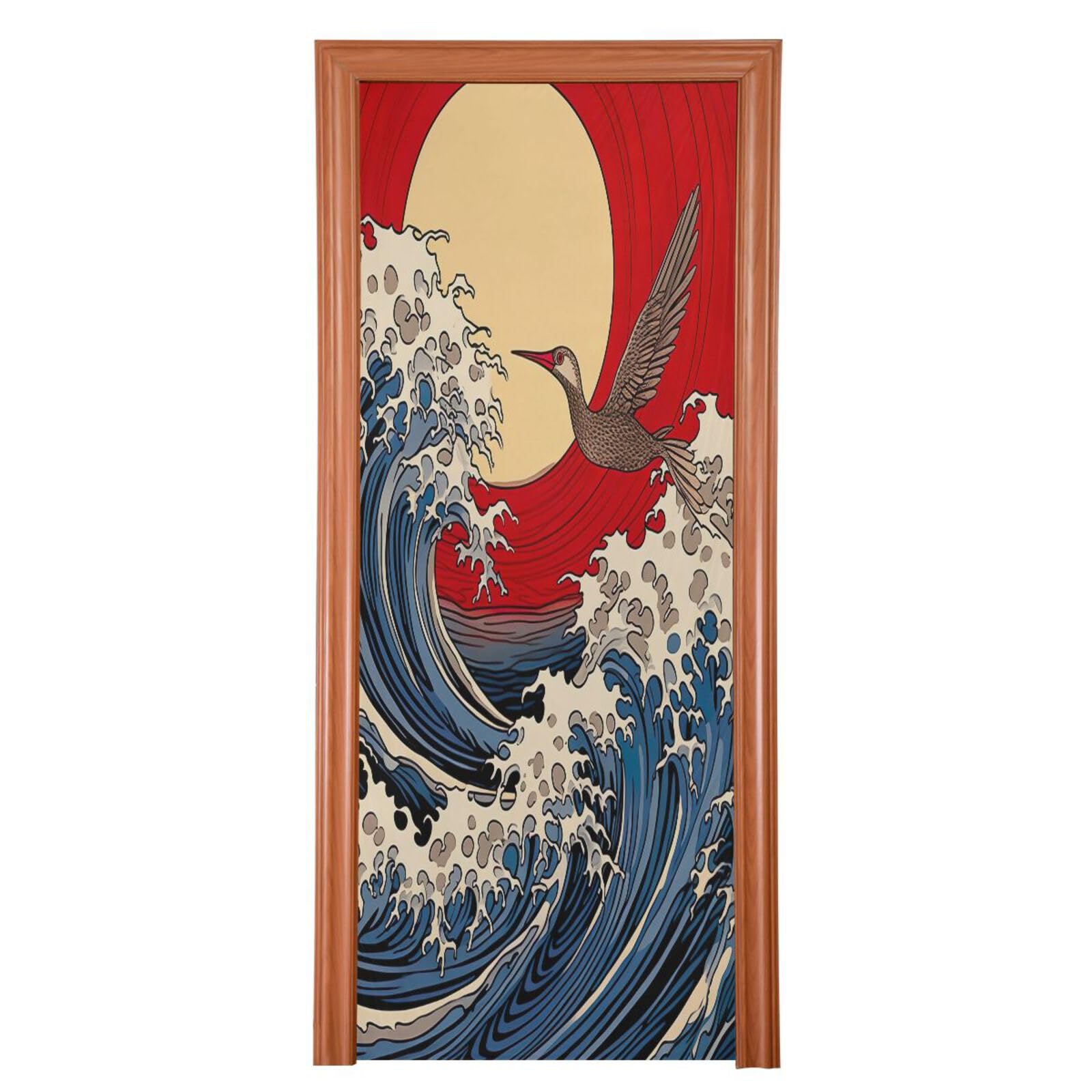 FLildon Japanese Sea Wave Door Cover Decoration, Party Accessory Porch Decor for Festive Ornament Room Door Covers 32 x 79 Inch