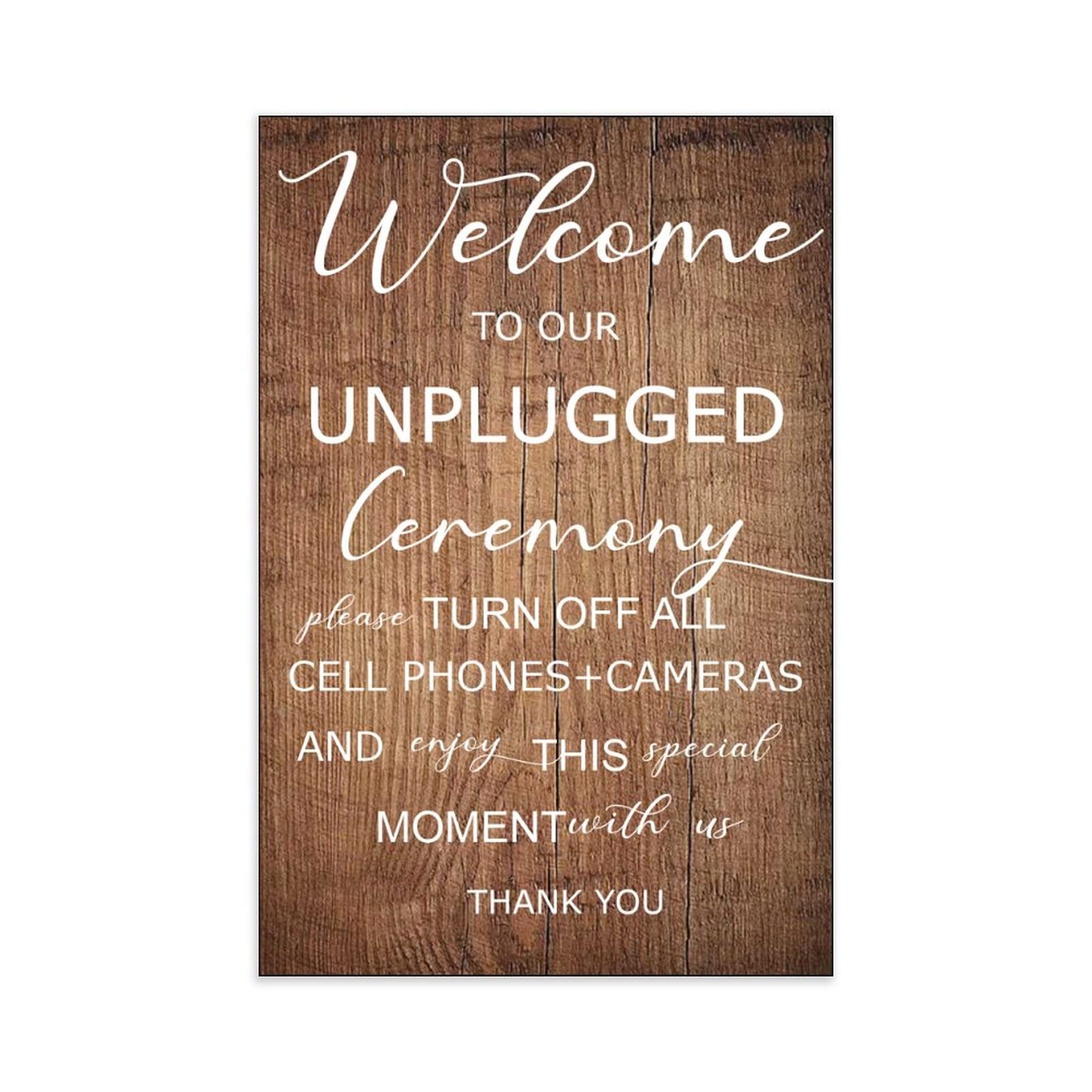 Unplugged Hochzeitsschild – Zeremonieschild – vertikales Hochzeitsschild aus Holz – rustikale Hochzeitsdekoration 76,2 x 50,8 cm