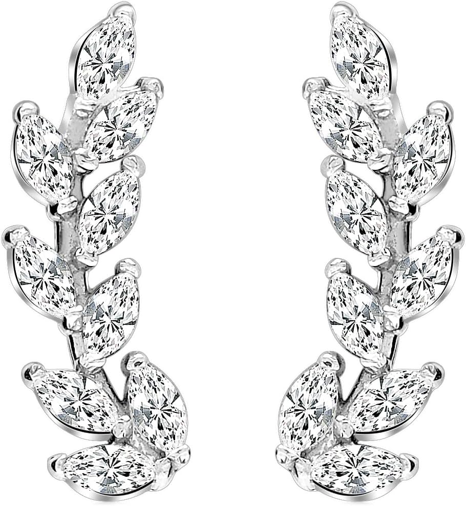 LeCalla 925 Sterling Silver Drop Ear Cuffs Earrings | Lightweight Threader Wire Shaped Teardrop Dangle Earring for Women | Hypoallergenic Piercing Gifts for Her