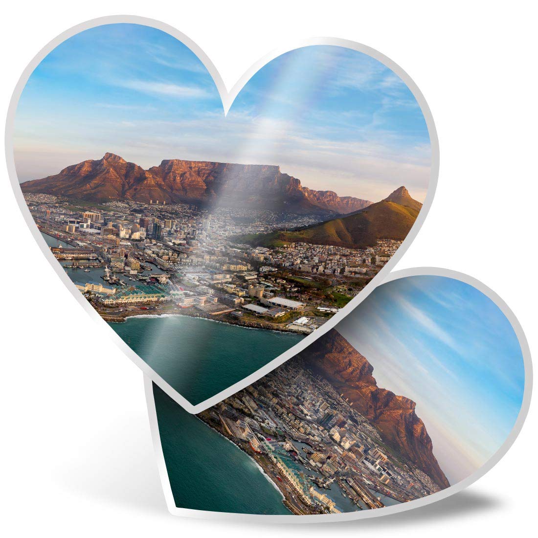 Destination Vinyl Ltd Multi 2 X Heart Stickers 7.5 Cm - Cape Town South Africa Beach Fun Decals For Laptops,Tablets,Luggage,Scrap Booking,Fridges, #21313