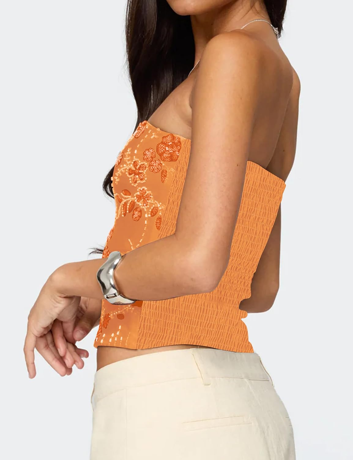 MISSACTIVER Women’s Sequin Tube Tops Y2K Sexy Sparkle Rhinestone Strapless Top Backless Summer Going Out Bandeau Tank - Image 3