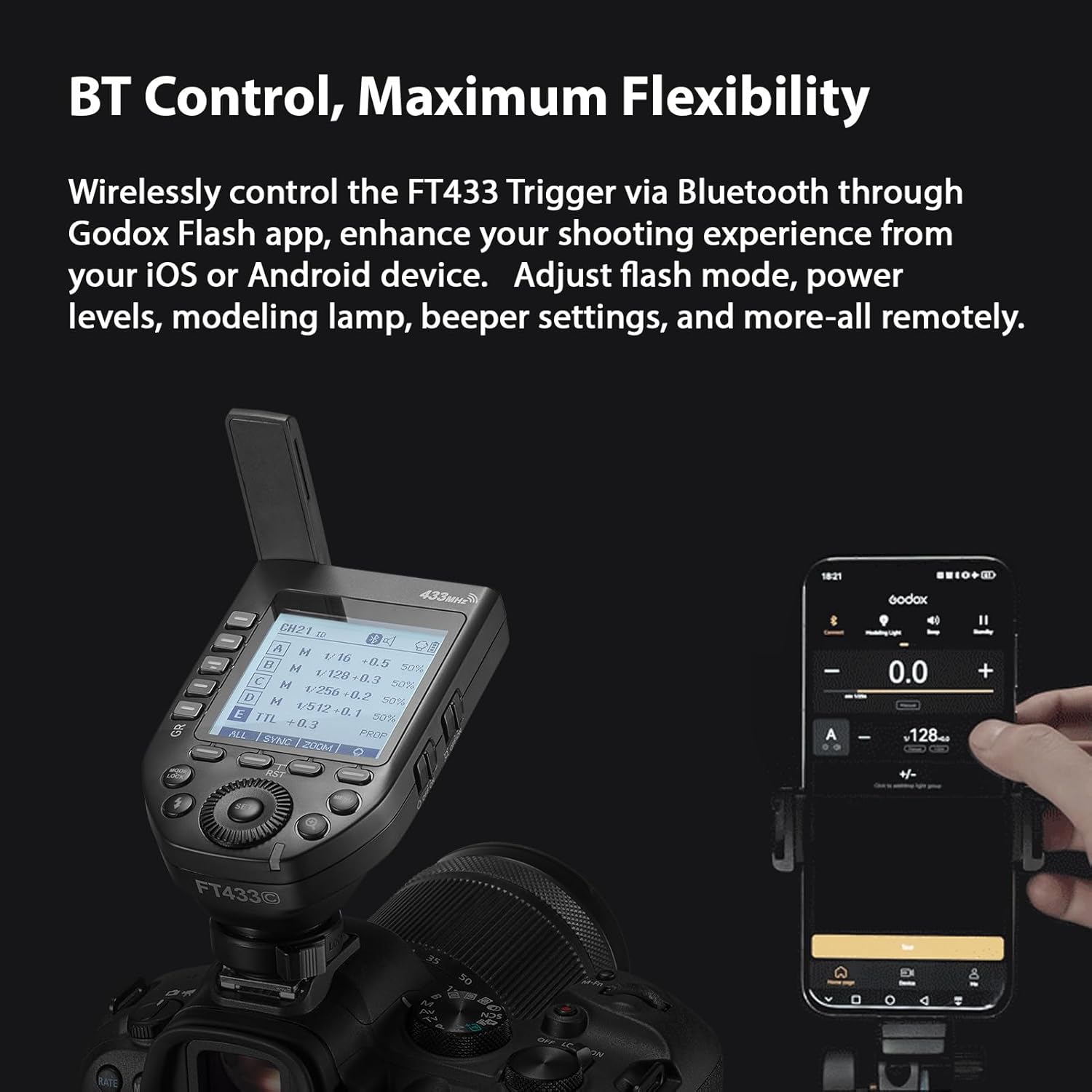 Godox FT433C controlled via smartphone app