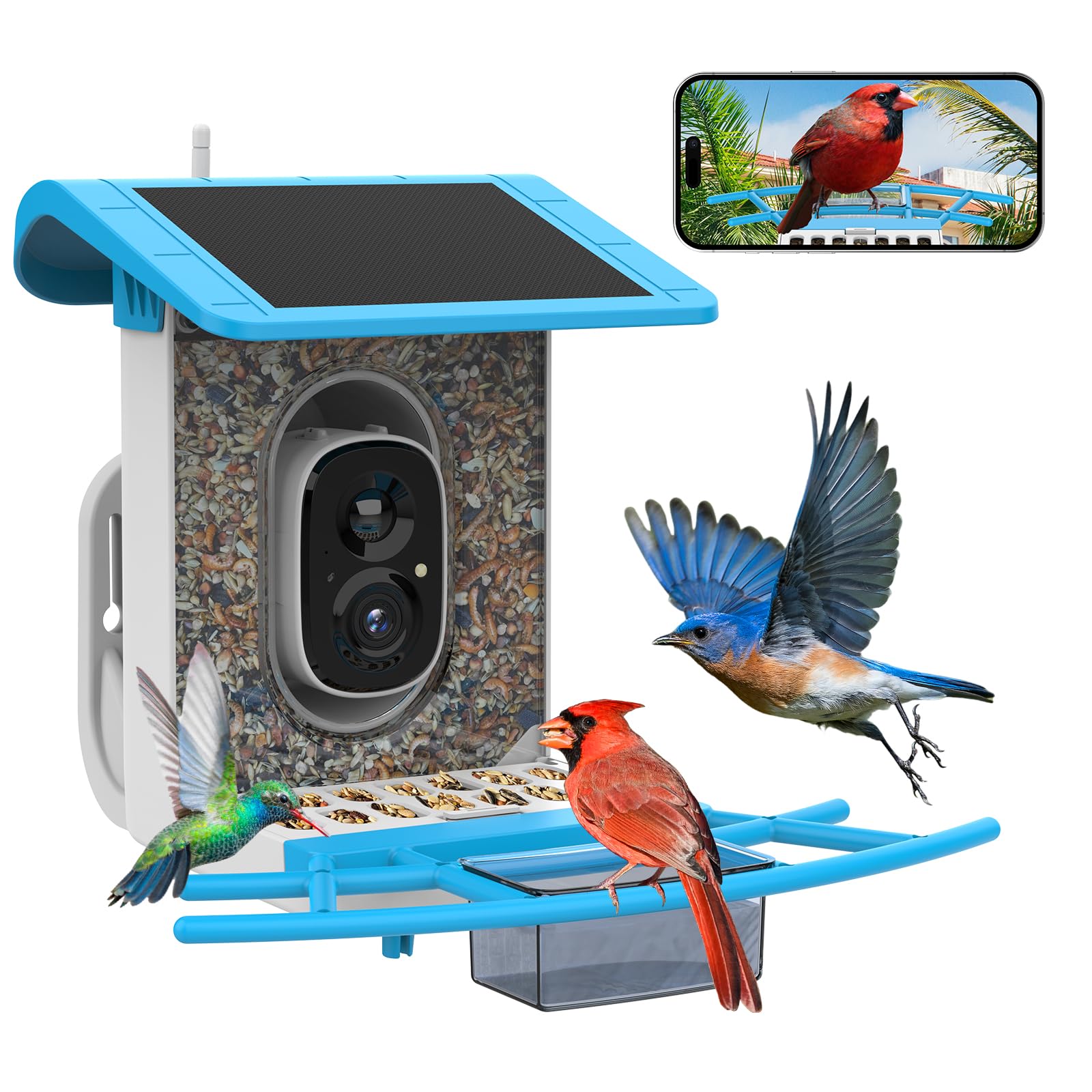Photo 1 of SMONET Bird Feeder with Camera B300: Smart Birdhouse Camera AI Recognition Solar Powered,Outdoor Wireless WiFi Birdfeeder Watching Live Video,Funny Birthday Gifts for Mom Mother Grandma Daughter