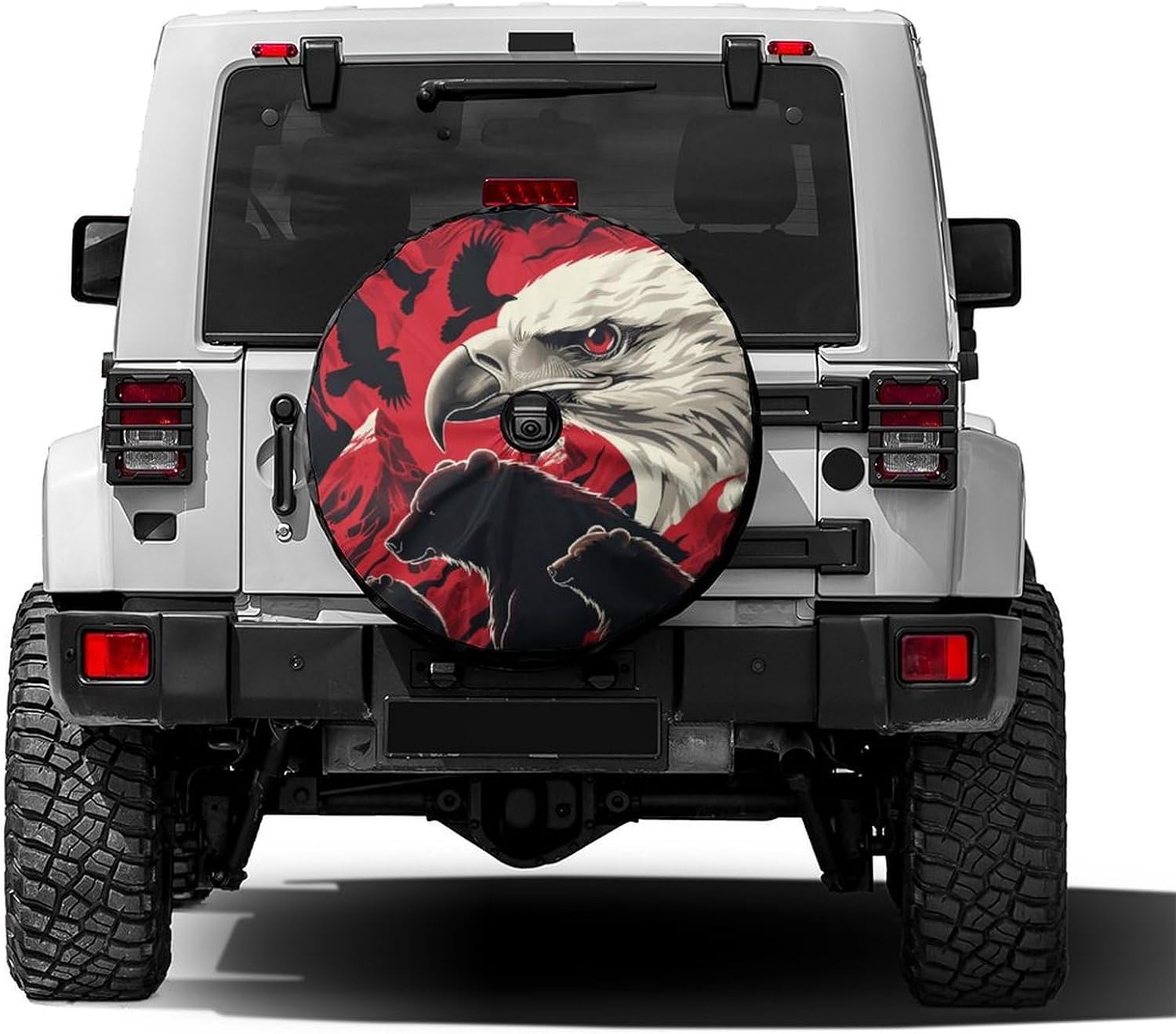 Butterfly Black White Spare Tire Cover with Backup Camera Hole Wheel Tire Cover Fit Trailer, RV, SUV and Many Vehicle 17inch