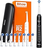 Vista 13 de Bitvae R1 Cepillo de dientes eléctrico giratorio con 8 cabezales de cepillo para adultos y niños, batería de 60 días, 5 modos de cepillo de dientes