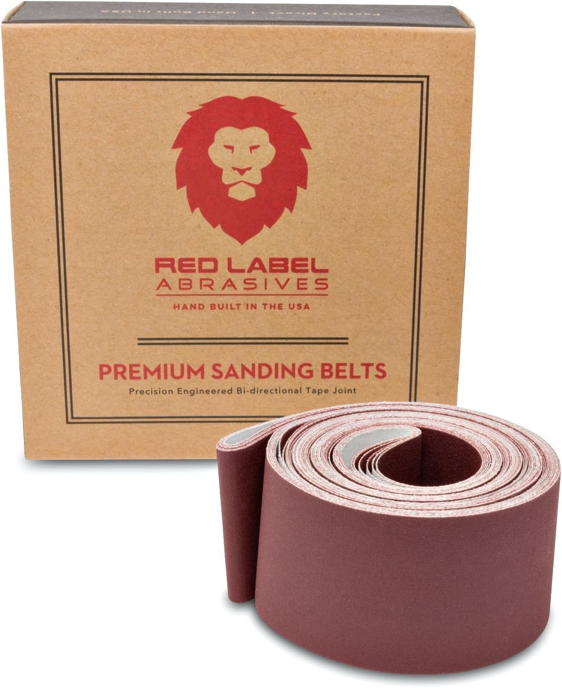 Red Label Abrasives 2 X 72 Inch Flexible Aluminum Oxide Multipurpose Sanding Belts for Woodworking, Leather, Rubber, Plastic, & Light Metal Working - 60, 80, 120, 220, 320, 400 Grit 6 Pack Assortment