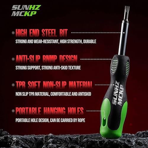 Vista 4 de SUNHZMCKP Destornillador 8 en 1, juego de destornilladores multiusos portátiles, puntas de alta resistencia, Phillips, ranurado, Torx, adecuado