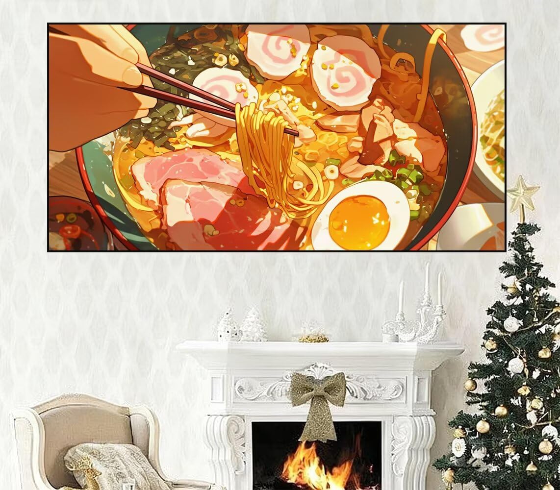 Diamond Painting Essen Diamond Painting Kinder 60x120cm Nudeln, Bastelset Kinder ab 10 Jahre, DIY 5D Runder Vollbohrer Diamanten Malerei Anfänger, Strass Stickerei Kreuzstich Bilder Décor sjke-675