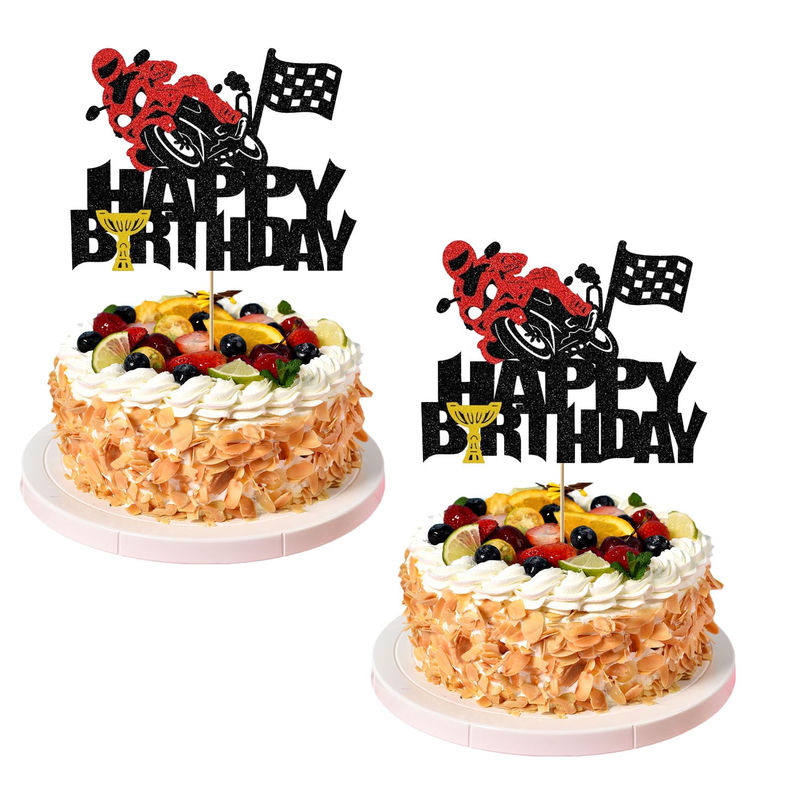 Decorazione Torta Moto In Acrilico - Topper Compleanno Con Stelle E Striscione Oro Per Appassionati - Foto 8