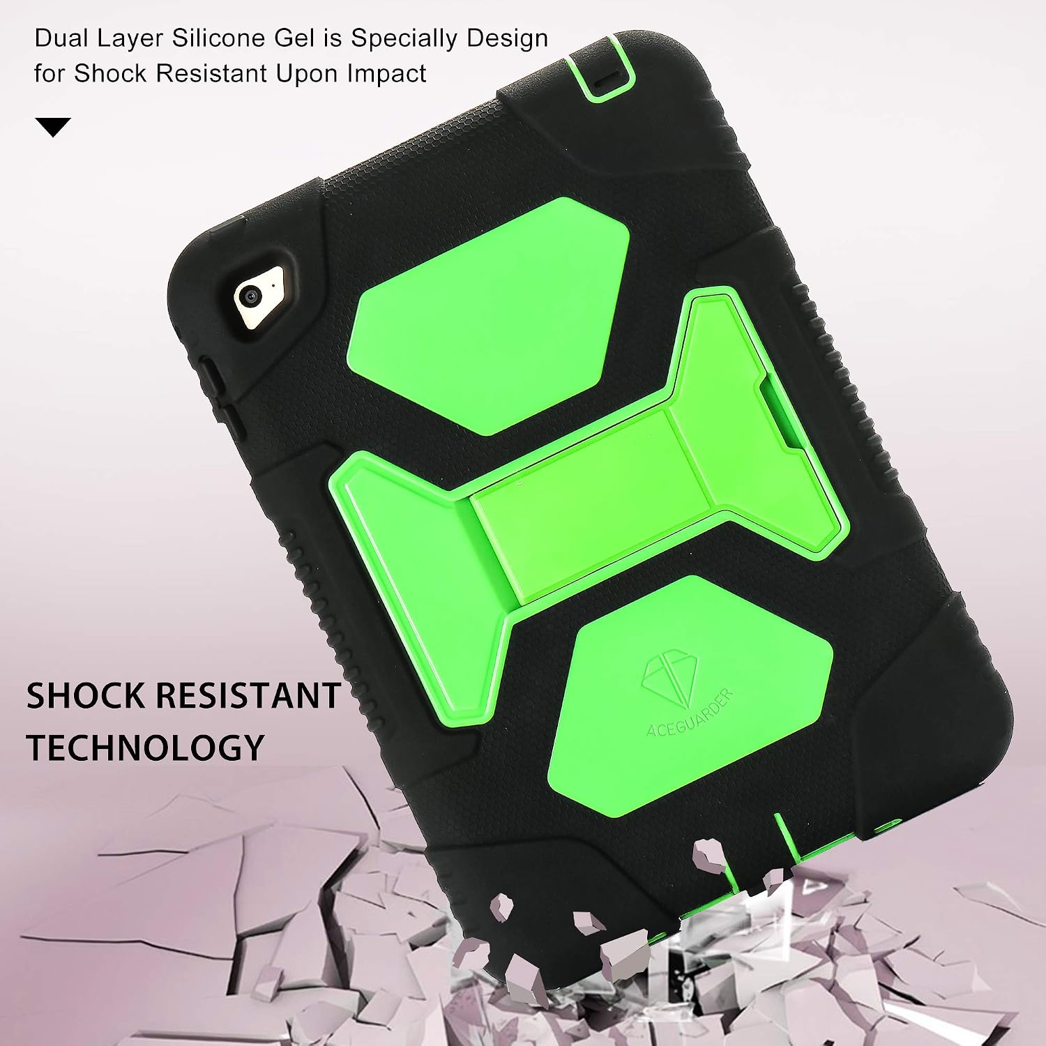 iPad Mini 4 Case ACEGUARDER Full Body Protective Premium Soft Silicone Cover with Adjustable Kickstand (BGreen)