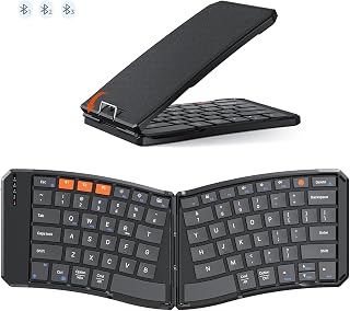 MEETION Foldable Bluetooth Keyboard, Split Ergonomic Portable Keyboard for Business Travel, Ultra-Thin Folding Wireless Keyboard for iOS Android Windows/Mac Tablet PC Smartphone - Amazon product rated Grade B