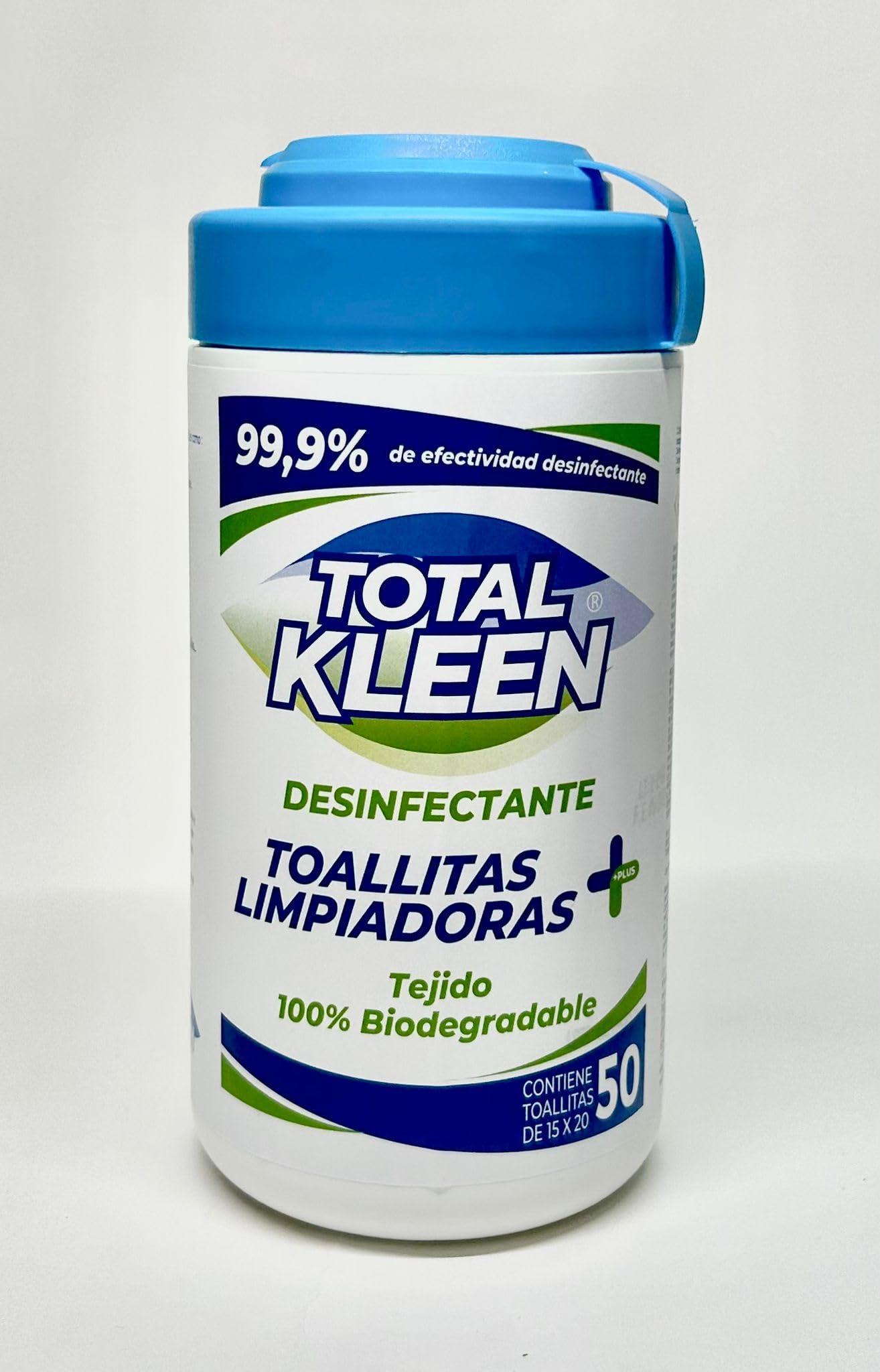 Toallitas húmedas TotalKleen - Material 100% biodegradable - Toallitas de limpieza multiusos perfectas para cualquier superficie - Envase 100% reciclable - Bote de 50 toallitas Desinfectantes