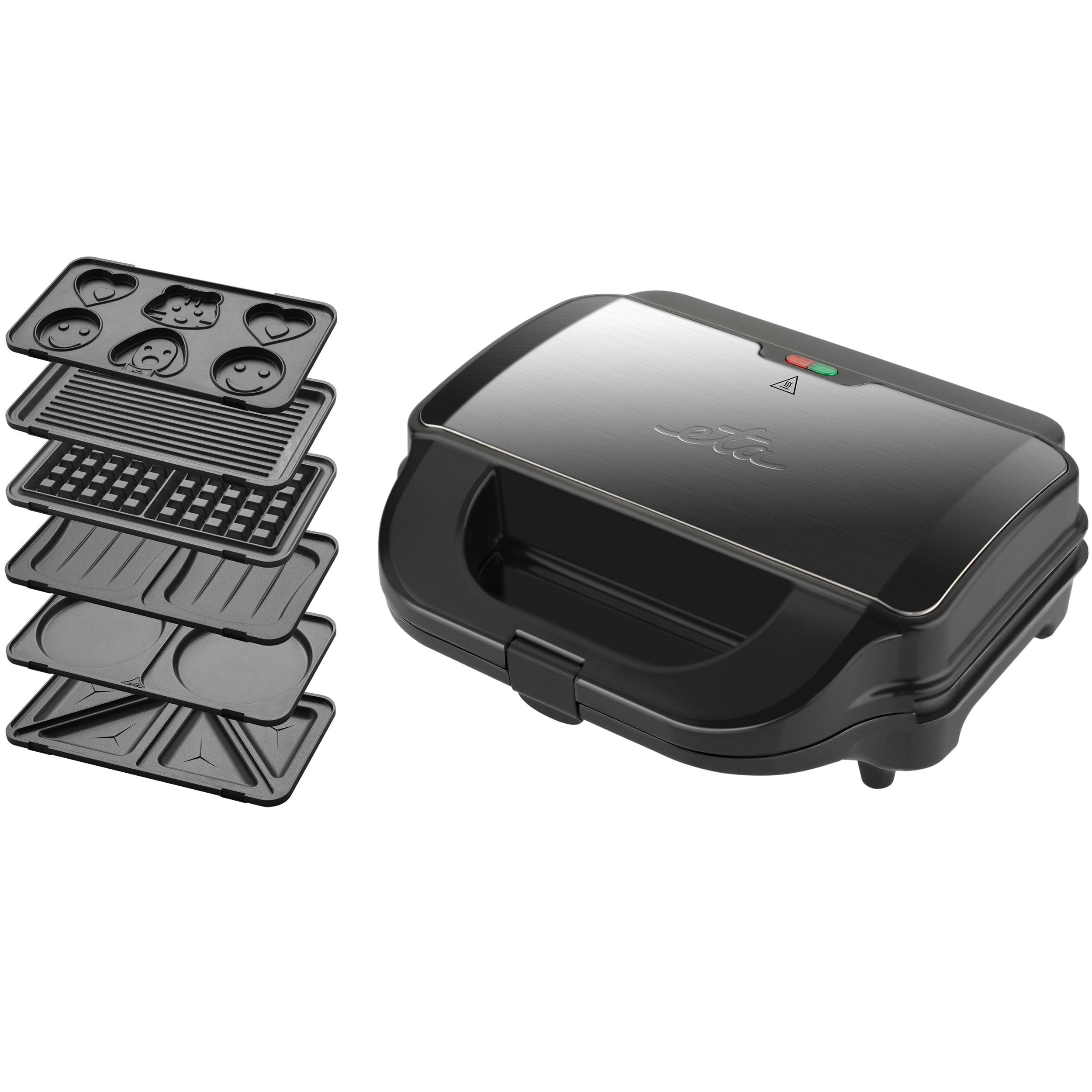 ETA Sandwich maker 6 in 1 I Sorento Plus, rivestimento antiaderente per una facile pulizia senza bruciatura, 900 Watt, piastra per waffle, barbecue e molto altro ancora