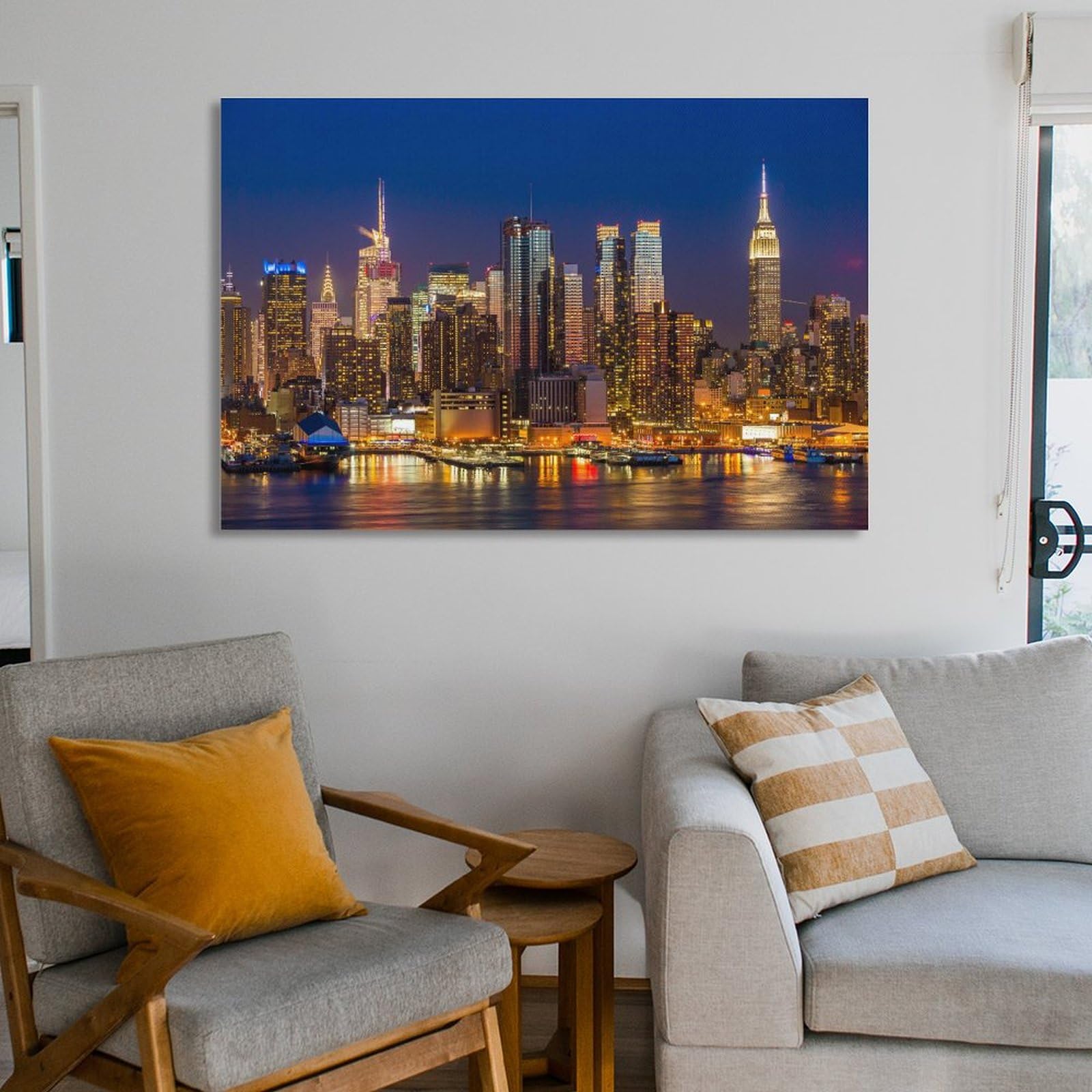 絵画 インテリア アート パネル 装飾 街並み 夜景 リビング 青 5パネル