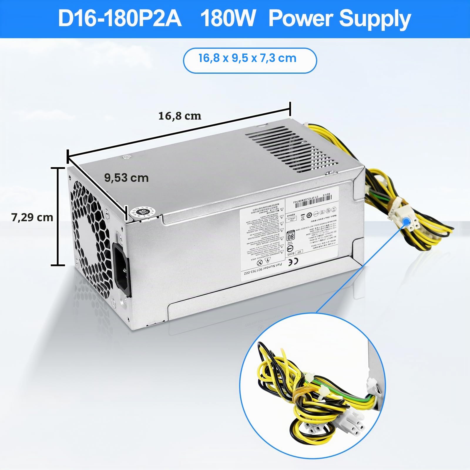 S-Union D16-18P2A Fuente de alimentación de 18 W Compatible con HP Prodesk 68 8 G3 SFF 48 6 G4 SFF 28 285 Pro G3 MT P/N: L8261-2 91771-4 91771-3 91763-1 91762-2 91763-2 Energía Suministrar