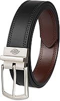 Dickies Men's Reversible Casual Belt - 2-in-1 Double Sided Leather Belt, Adjustable Fit for Work & Everyday Wear