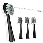 Replacement Brush Heads for Waterpik Sonic Fusion 2.0 - Flossing Toothbrush Head for Water pik with Color-Coded Rings & Hygienic Caps - 3 Pack Black Soft Bristles - Compact Size