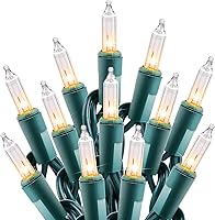 Minetom 100 Clear Incandescent Mini Christmas Lights 25ft Green Wire - Warm White String Lights for Xmas Tree, Indoor Outdoor Party Decor