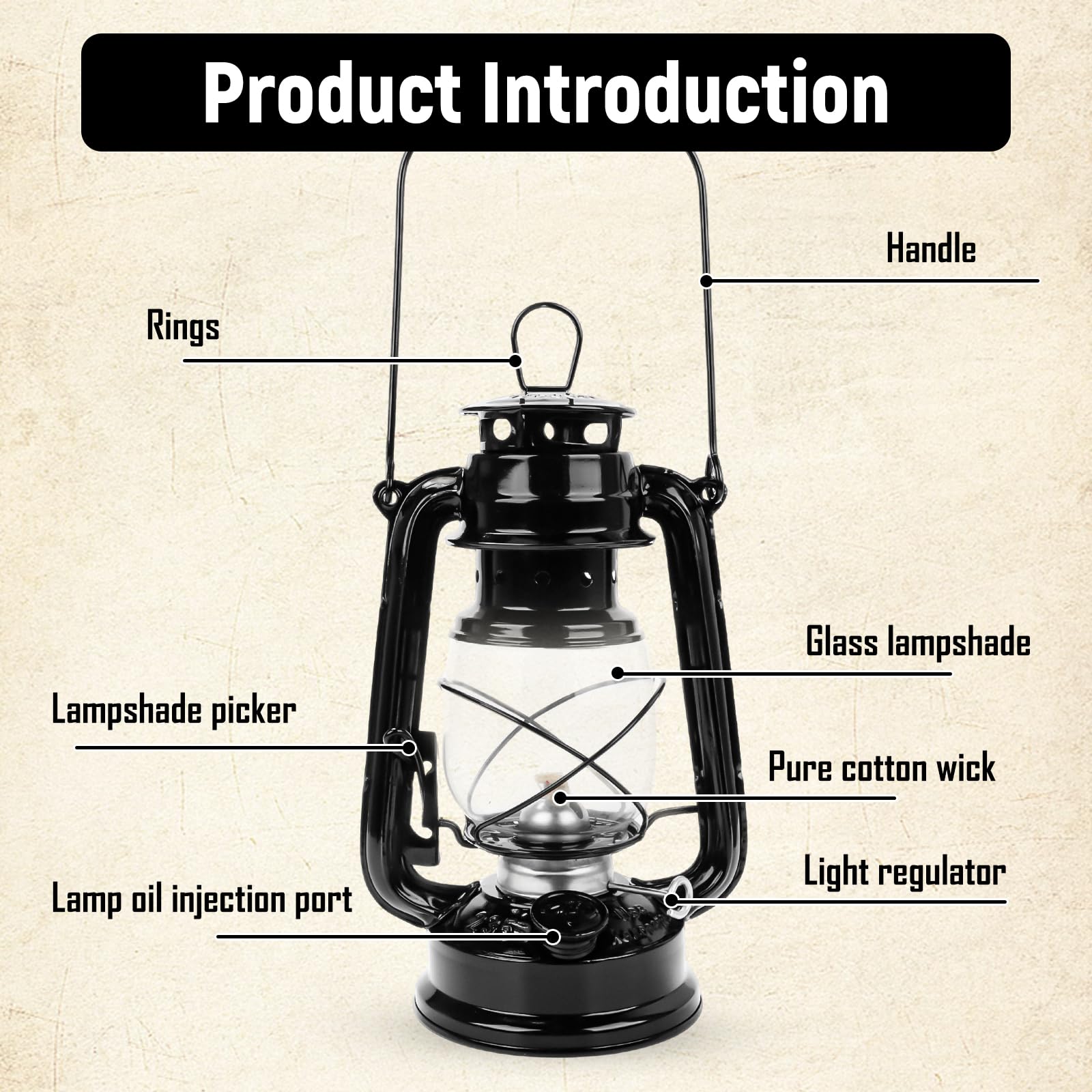 Lampa naftowa, zestaw 2 sztuk, 25 cm, retro, sztormowa, lampa olejowa, do ogrodu, na balkon