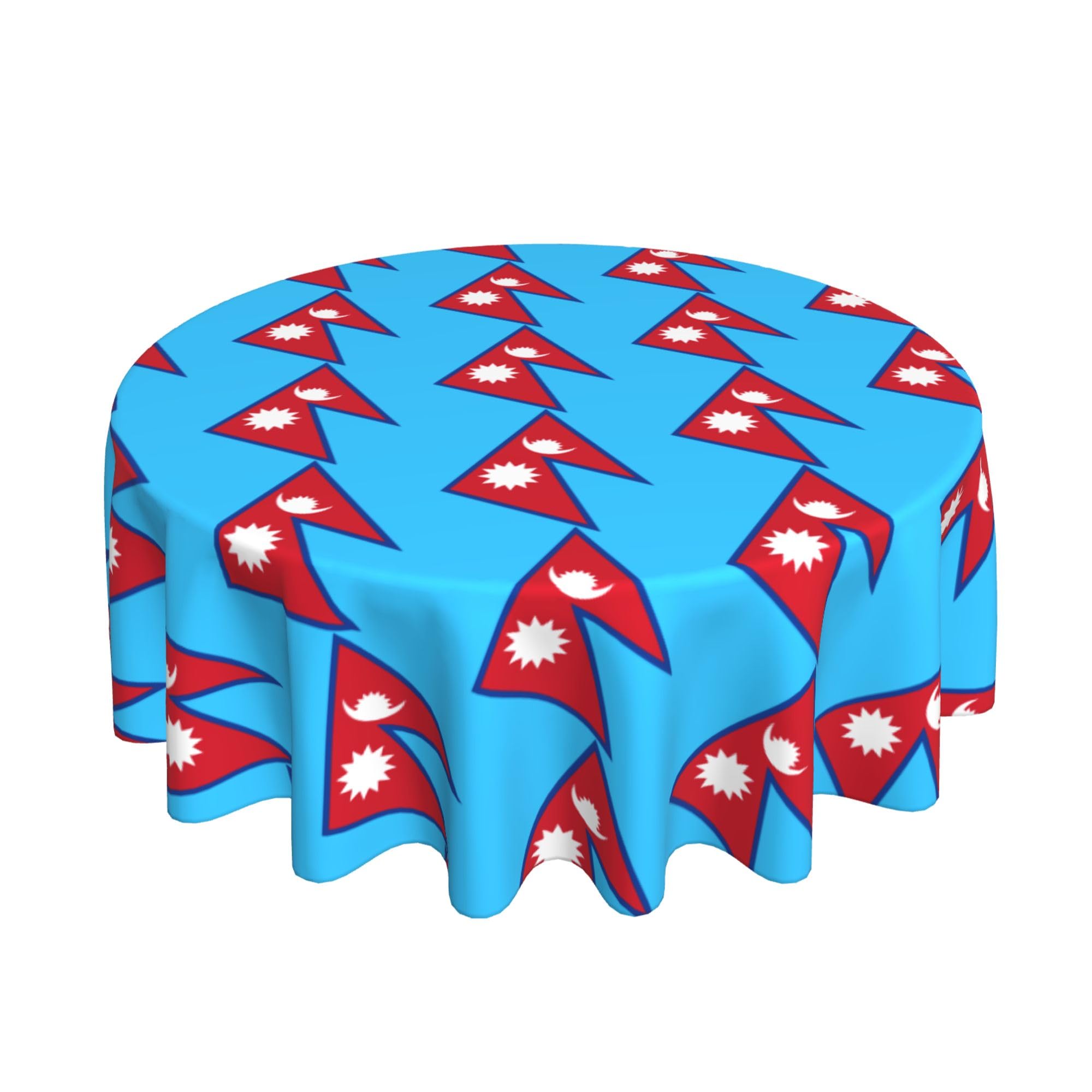 HLBSDM Nepal Flag 60" Restaurant Circle Decor Tablecloth Festive Table Cover Round Art Desk Cloth