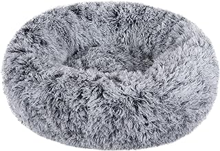Vetasac Donut Dog Bed, Cat Calming Bed Anti-Anxiety Round Fluffy Faux Plush Soft Warming Cushion Sofa Beds for Small Medium Large Dogs Cats Washable JD003