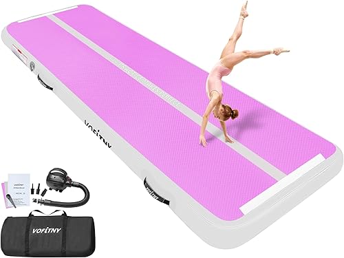 Miniatura 14 de VOFiTNY Colchoneta de gimnasia multiusos de 6.6/10/13/16/20 pies, resistente e inflable, para el hogar y el gimnasio Negro -,Cian/Rosa