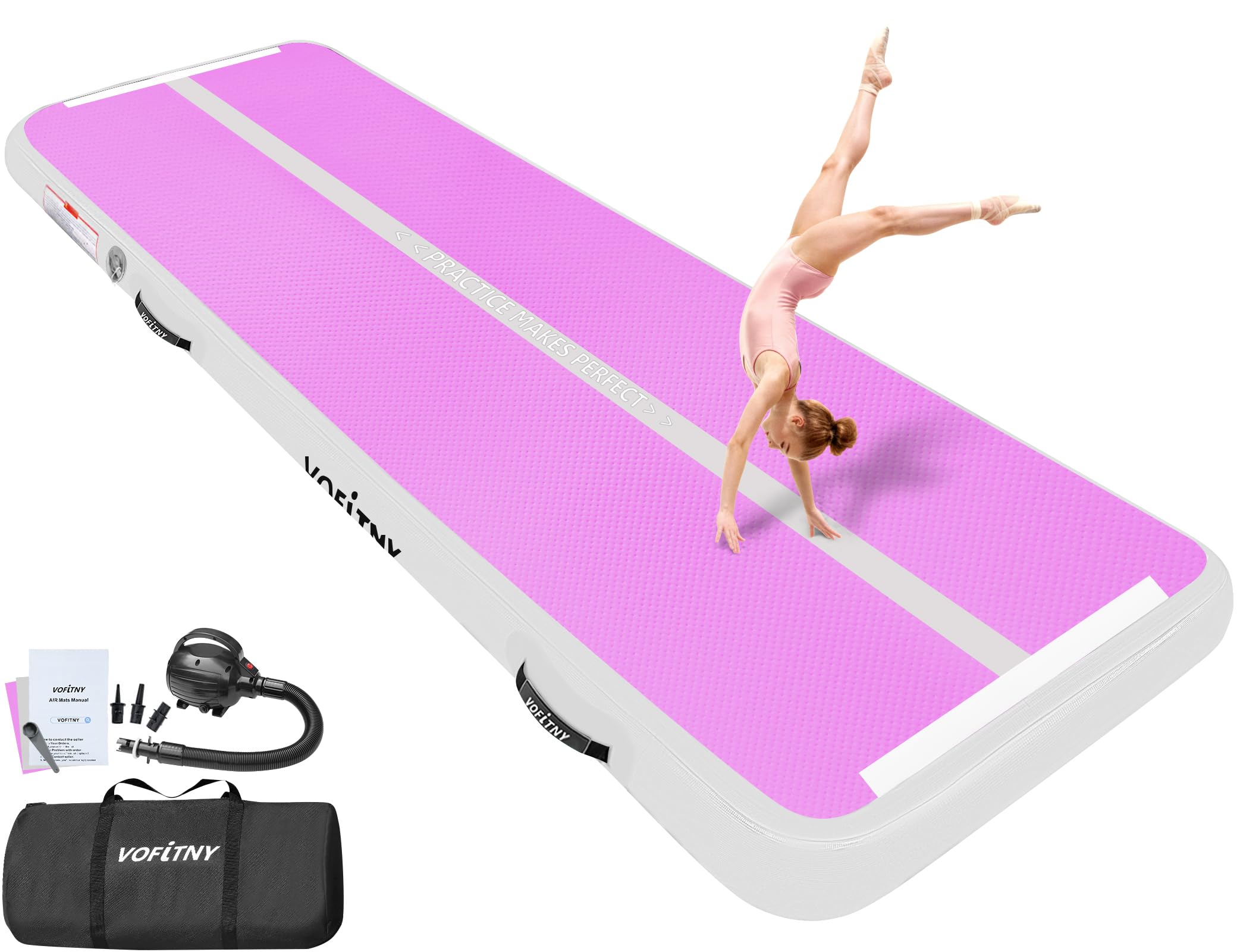 VOFiTNY All Purpose Gymnastics Mat 6.6/10/13/16/20 ft Sturdy Inflatable Tumble Track for Home/Gym