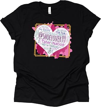 Shoelover99 Heart Word Art T-Shirt Thing Ophelia Has Said Shoelover99 Merch Unisex Tees Casual Short Sleeve