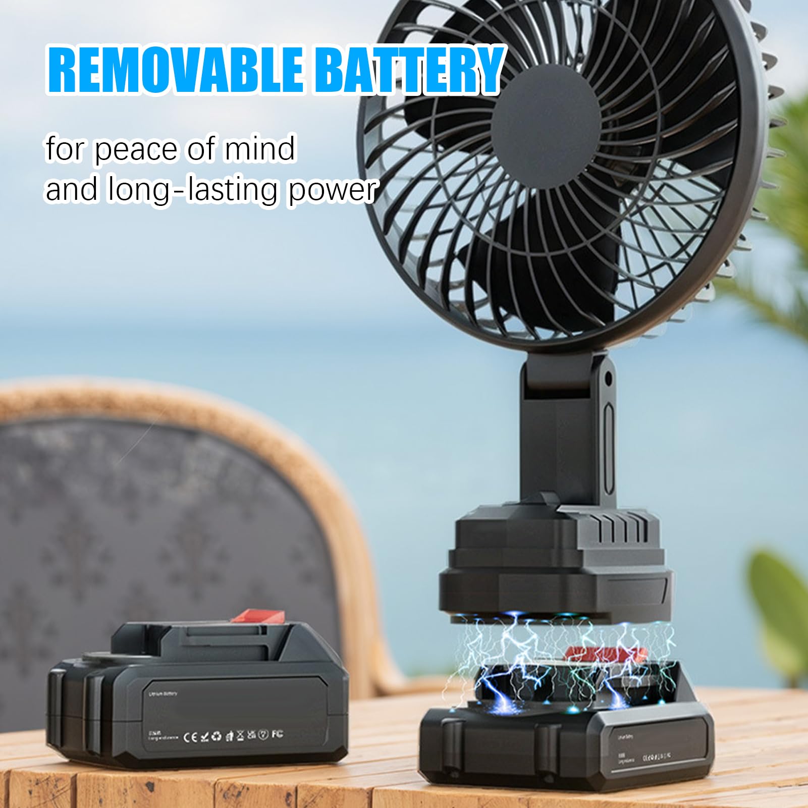 Generico Ventilatore Da Campeggio Ventilatore Portatile A Batteria | Senza Fili Per Golf Spiaggia Barche Tenda Casa Viaggi Pesca Attività All'aperto