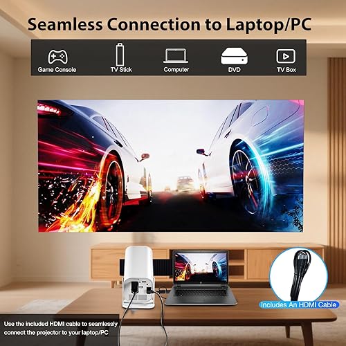 Miniatura 8 de Proyector con Wifi y Bluetooth, mini proyector de habitación, aplicación incorporada y altavoces, proyector nativo 1080P, compatible con 4K,