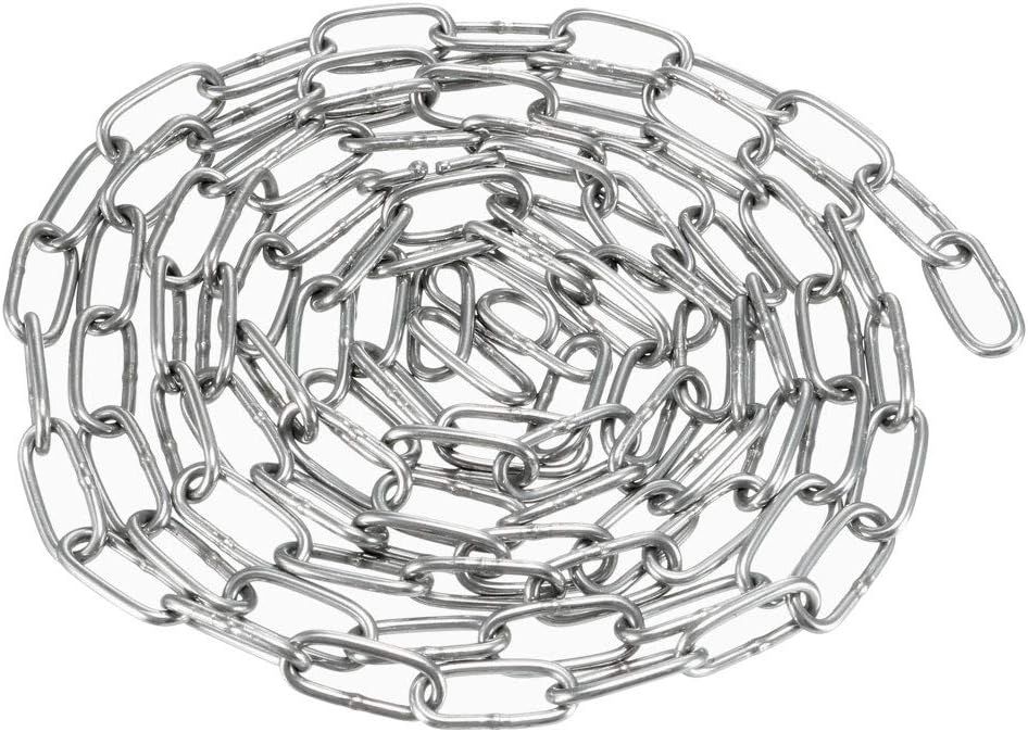 sourcing map Stainless Steel 304 Hardened Proof Coil Chain 1m Length 1