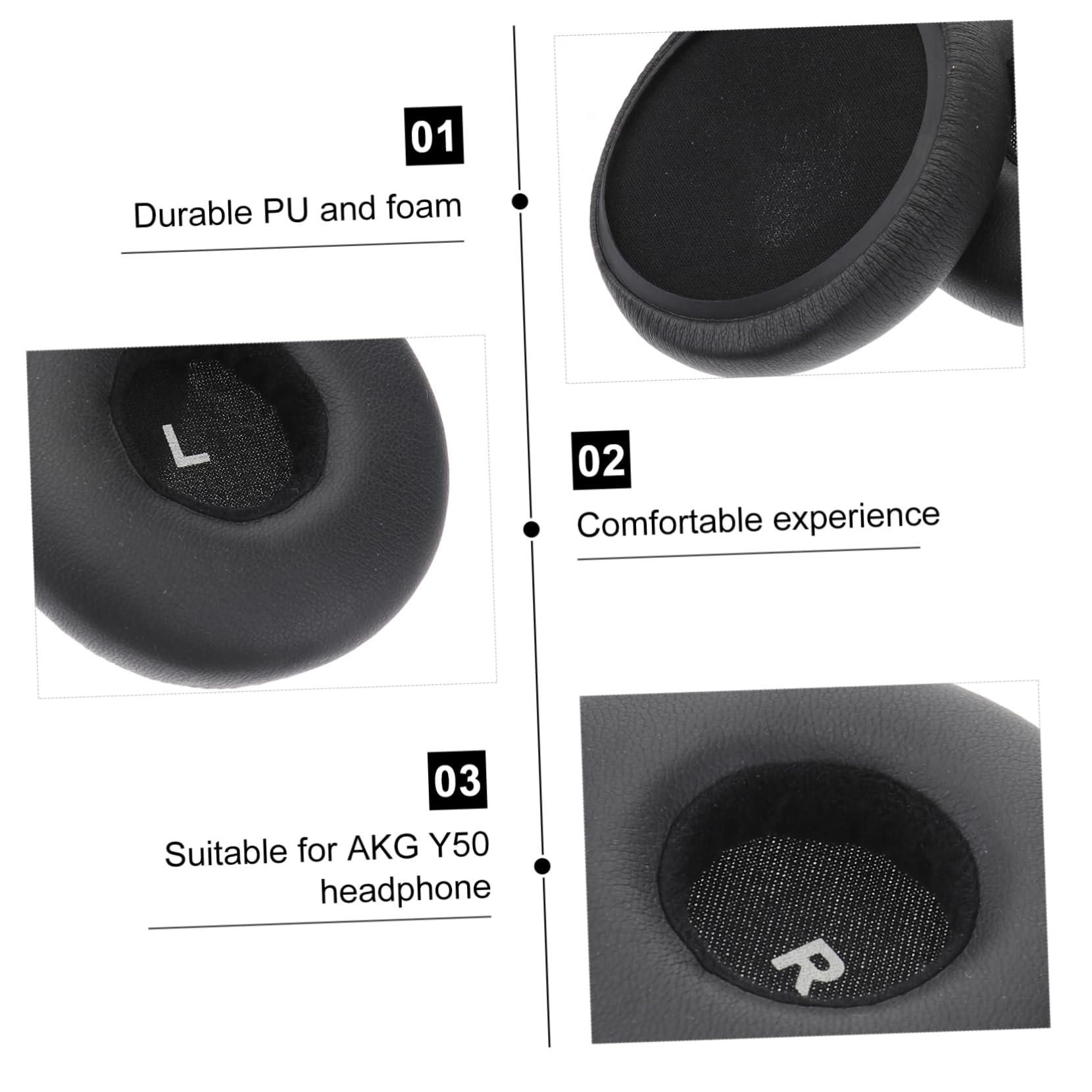 jojofuny 2piezas Cojines De Reemplazo para Auriculares Color Negro Material PU para Uso Cómodo y Duradero