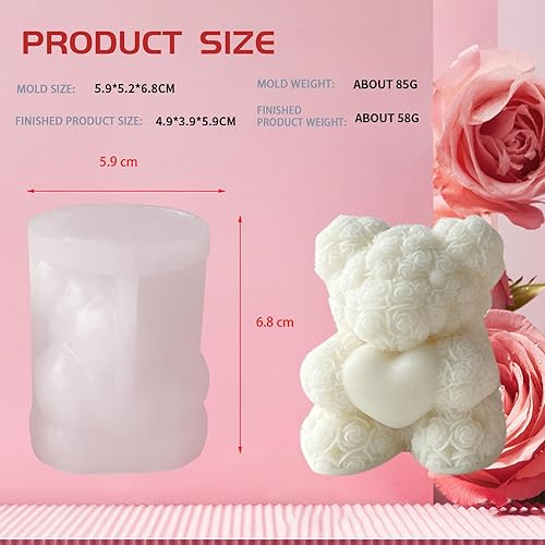 Miniatura 2 de OSLEN Moldes de silicona para velas, moldes de silicona de oso 3D para velas, moldes de resina, moldes de jabón, moldes de silicona para San