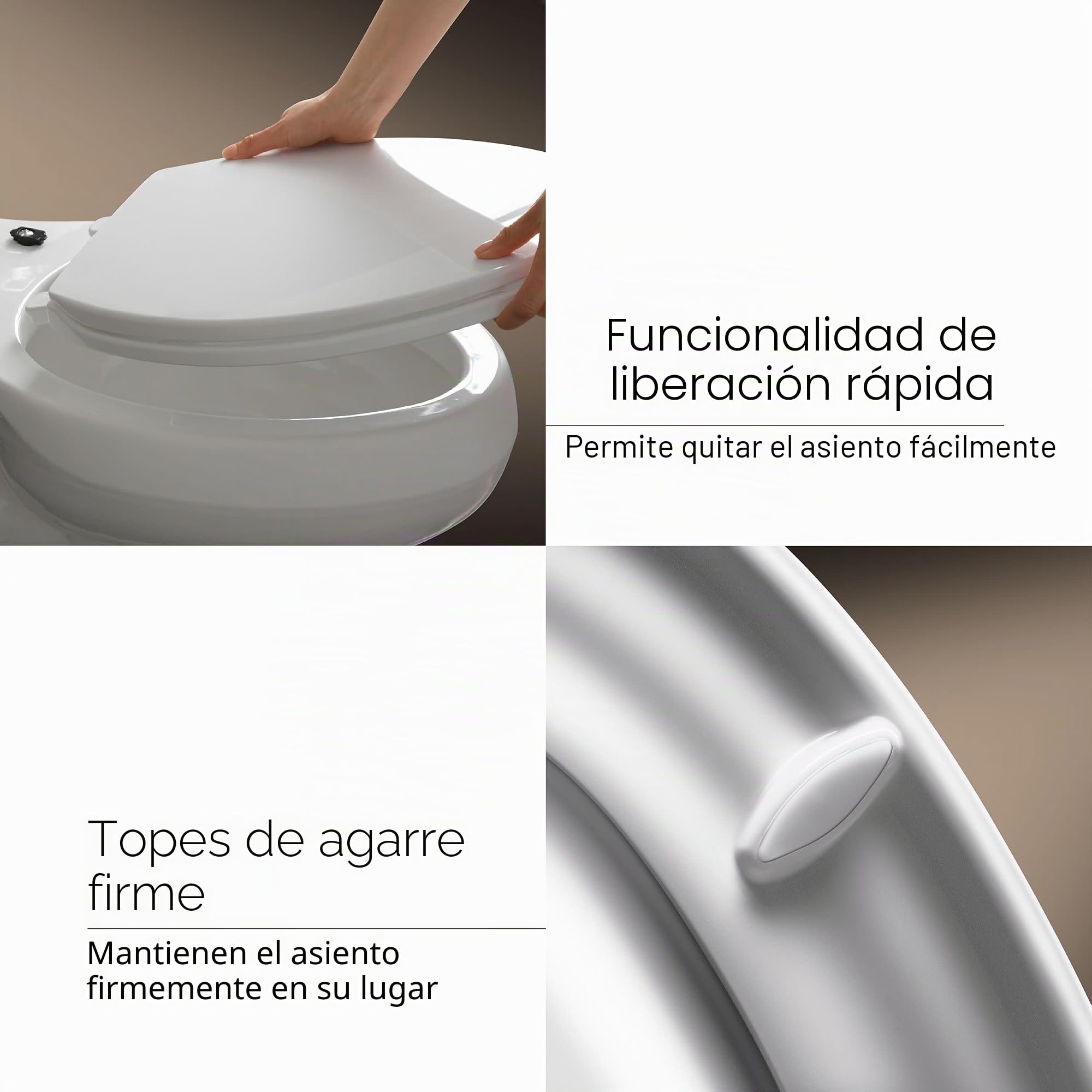 Hyten - Asiento de inodoro elevado, cierre silencioso, parte delantera redonda, color blanco