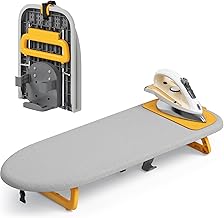 KINGRACK Tabletop Ironing Board, Small Ironing Board with Iron Holder, Foldable Mini Iron Board, Easy Storage for Travel & Dorm, 12x32 Grey