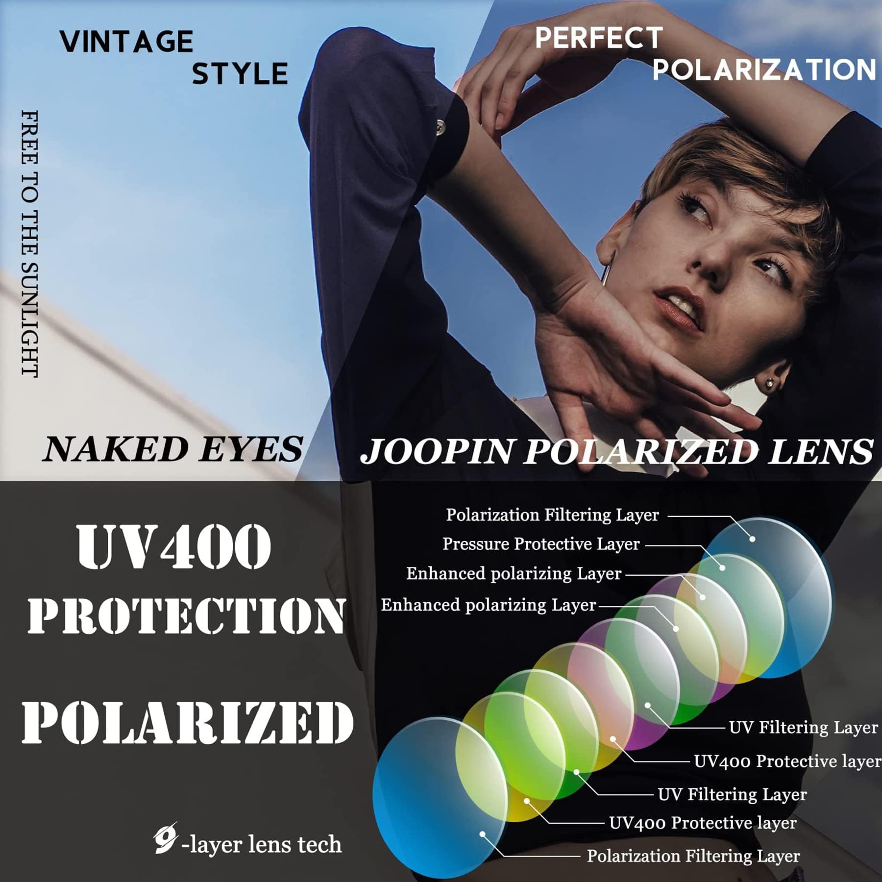 Joopin Okulary przeciwsłoneczne Uniseks Sunglasses Series 8926 (1 w zestawie)