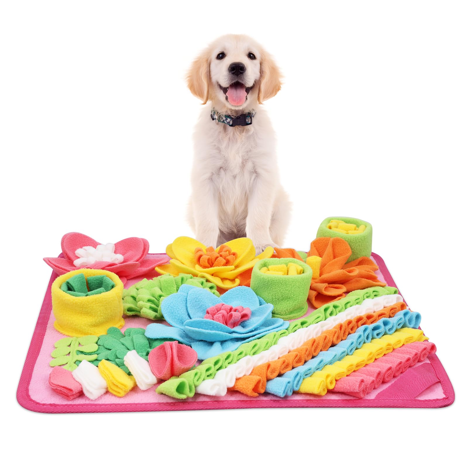 KeeKit Snuffle Mat for Dogs & Cats - Slow Feeding Mat for Small & Medium Breeds, Encourages Natural Foraging Skills, Durable Foraging Mat for Mental Stimulation, Pink