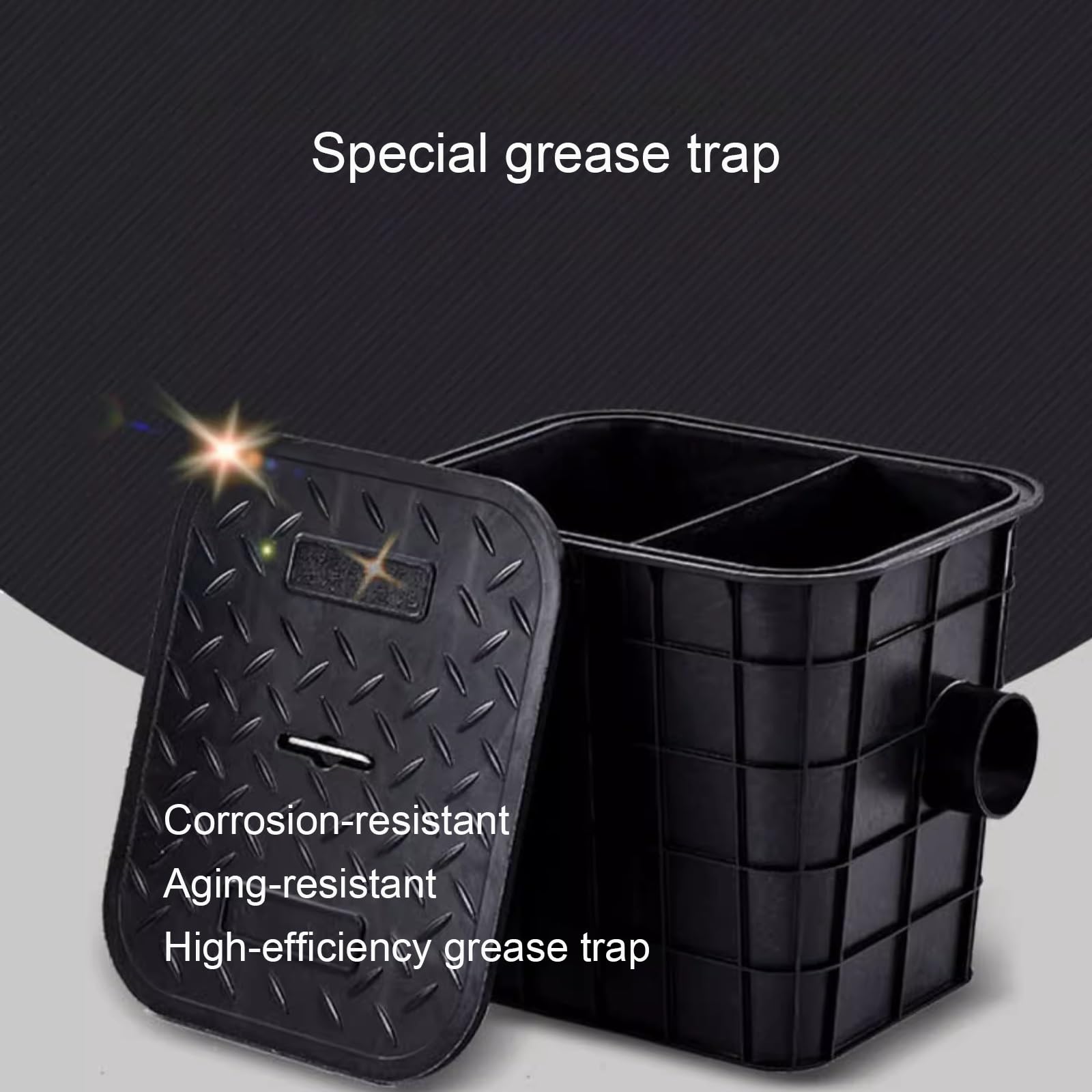 Separador de Trampa de Grasa Comercial Interceptor de Grasa Subterráneo de Plástico con Canasta de Filtro para Aguas Residuales de Cocina de Restaurante(33 * 33 * 38cm)