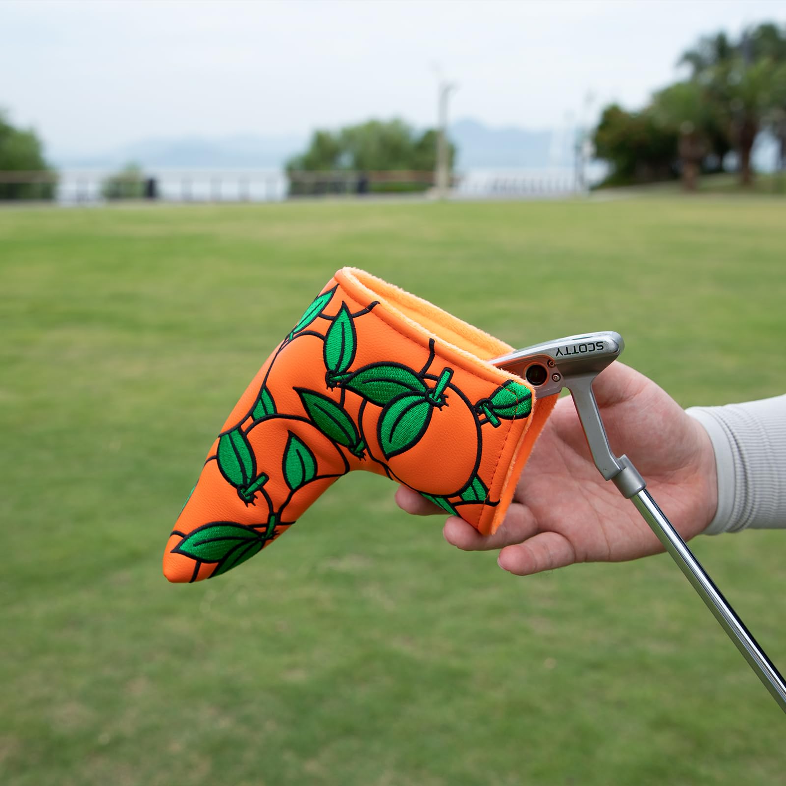 Montela Golf Fundas para Palos de Golf, Color Naranja, para Cabeza de Golf, Cubierta híbrida de Cuero para Scotty Cameron Taylormade Titleist Odyssey (para Putter de Cuchilla)