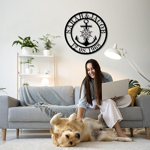 Miniatura 6 de Decoración personalizada de pared de metal para casa de barco | Arte de pared de ancla | Letrero de playa de metal personalizado | Decoración de