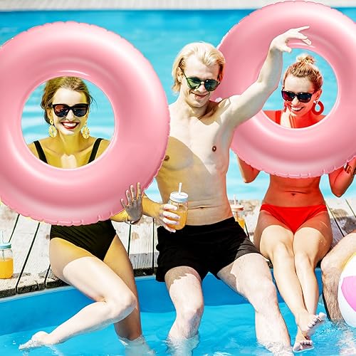 Miniatura 6 de Flotador inflable grande de piscina de 36 pulgadas, flotadores de piscina para adultos, tubo inflable de juguete para niños y niñas, vacaciones de