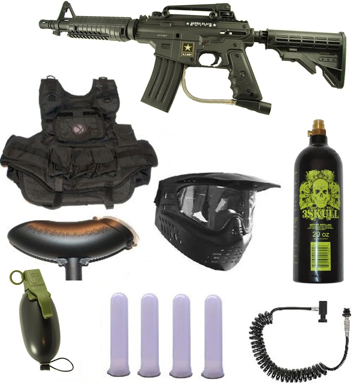 US Army Alpha Black Tactical Paintball Marker Gun 3Skull