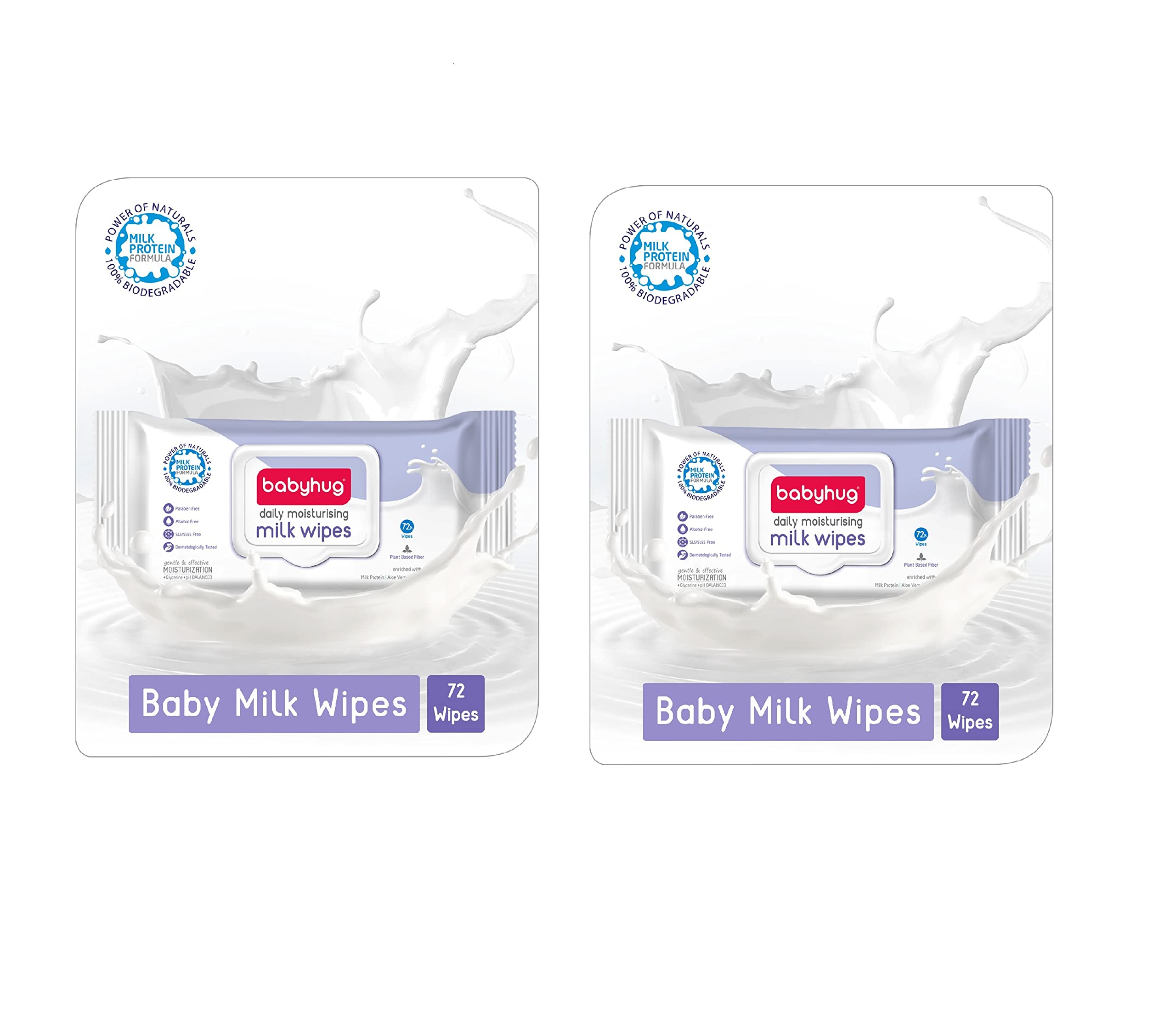Daily Moisturising Baby Milk Wipes-72 Wipes (Pack Of 2)
