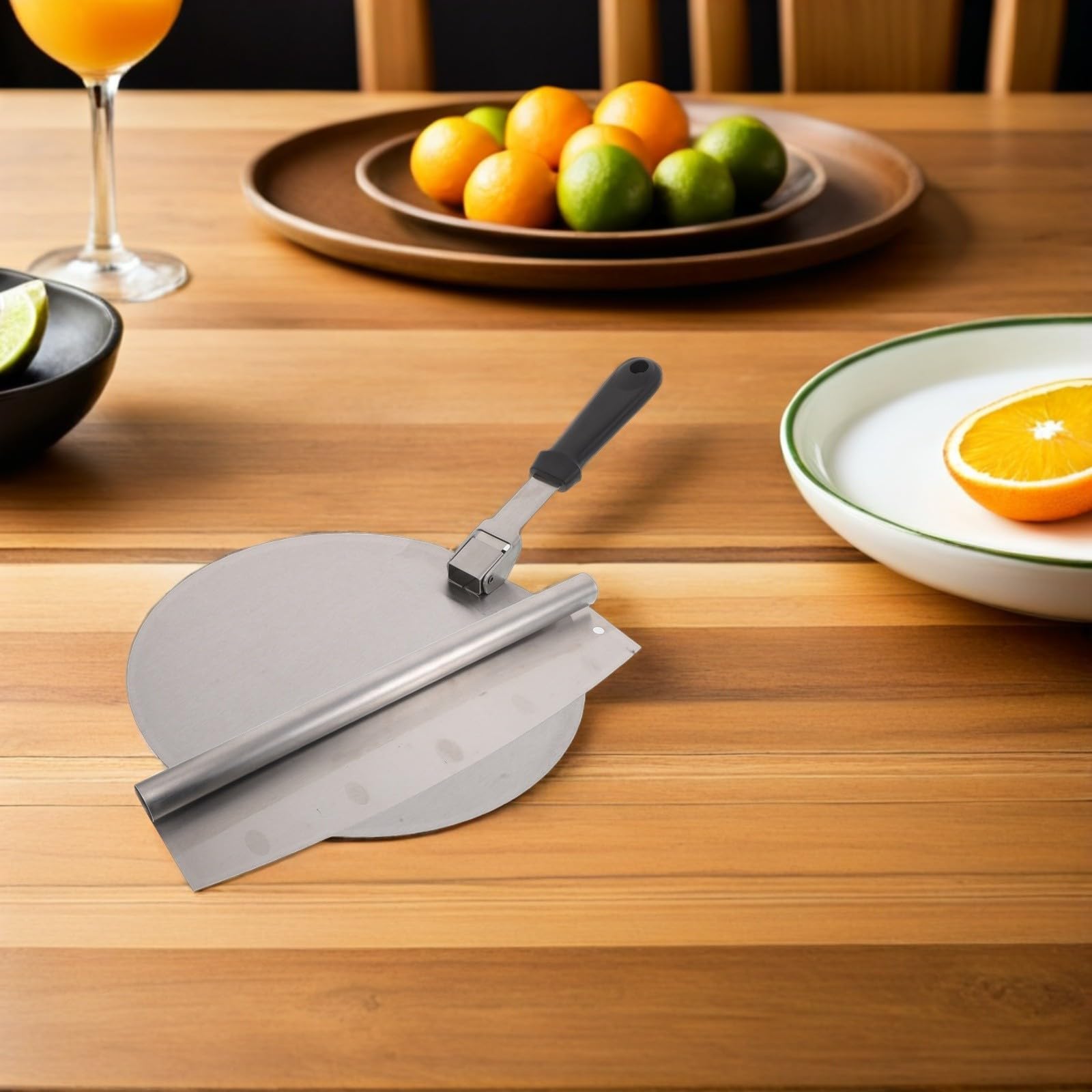 Juego de 2 Espátulas para Pizza de Acero Inoxidable con Mango Plástico | 25 Cm, Forma Redonda, Diseño Ergonómico, Limpieza Rápida y Asa Aislante del Calor