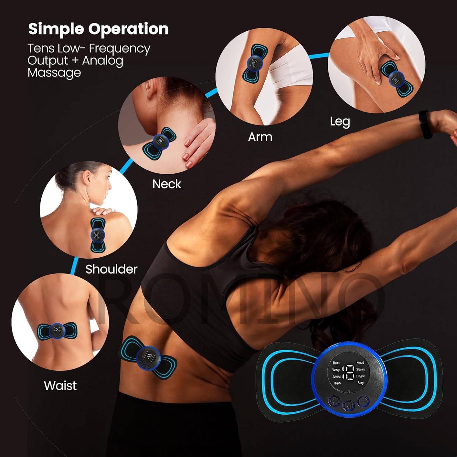 Ironfel portable rechargeable full body massage, EMS neck massage for pain relief, shoulders, 4 massage pads for weapons, legs, legs Ironfel portable rechargeable full body massage, EMS neck massage for pain relief, shoulders, 4 massage pads for weapons, legs, legs