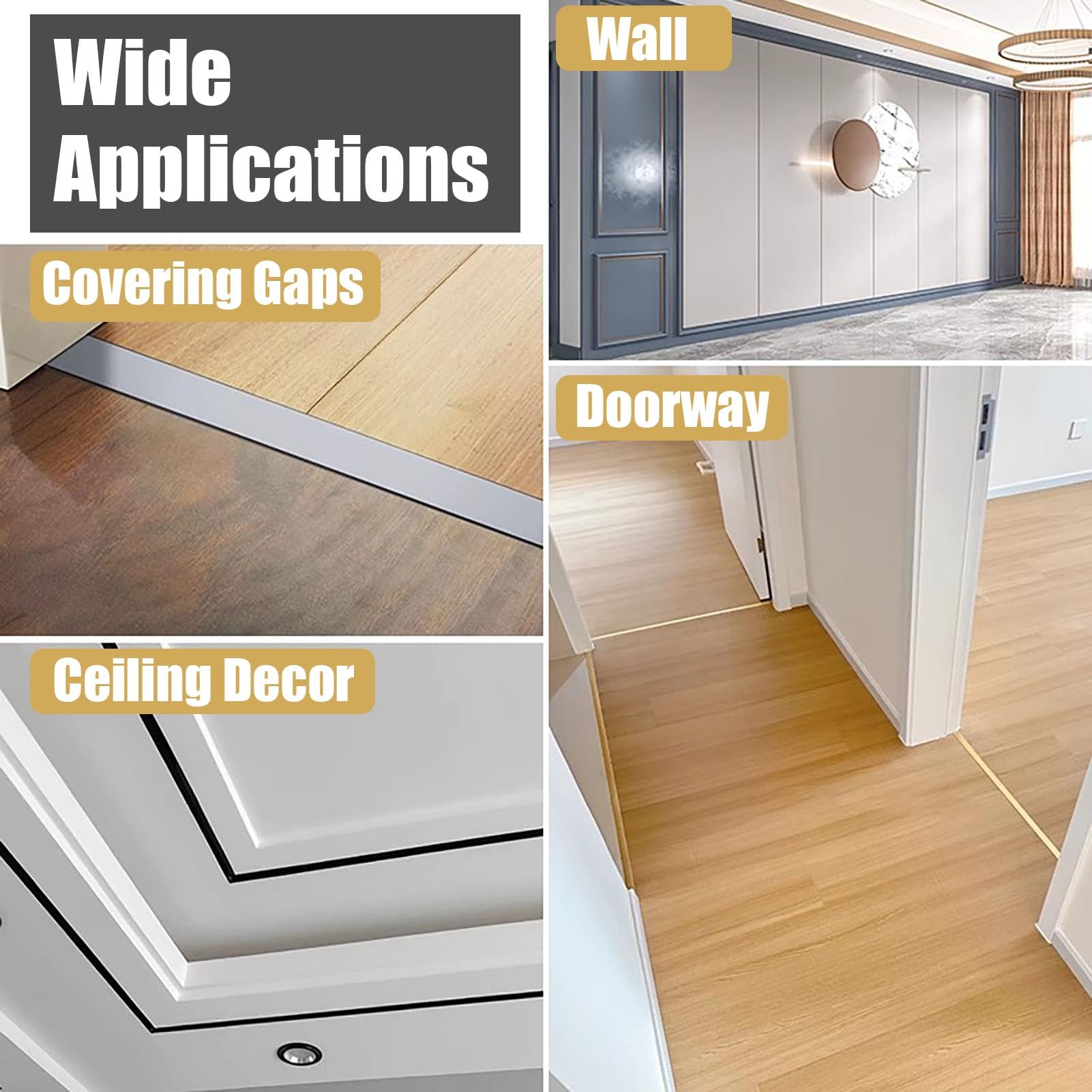 Vibeo übergangsprofil Matt T-förmige Bodenübergangsleiste Holz zu Fliesen 3er-Set Schwellenleiste Zierleiste Aluminiumlegierung Bodenfugenabdeckung für Türöffnungen(Brushed Bronze,W 40mm(1 5/8"))